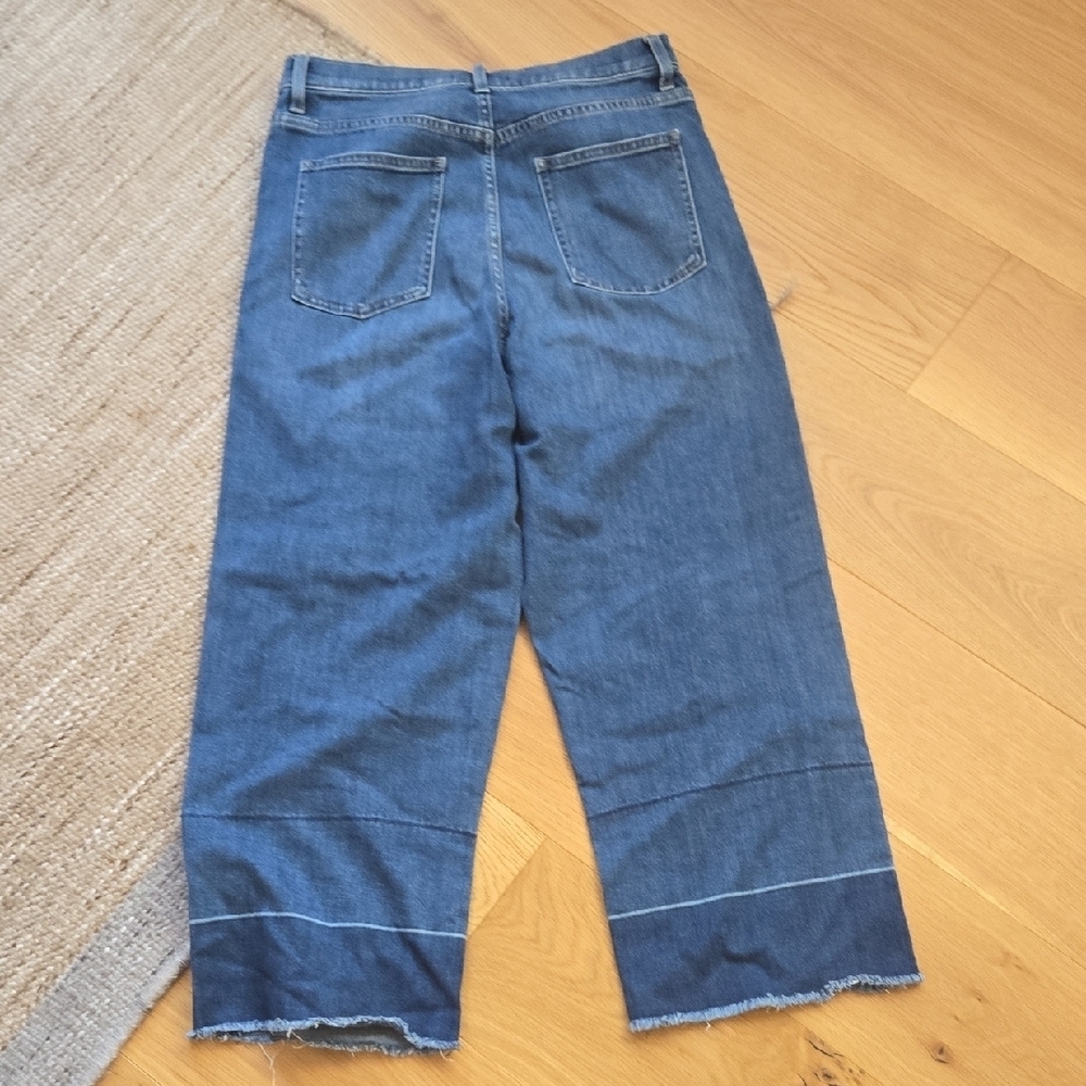 Uniqlo Women's Flare Wide Leg Jeans - Blue, 26, Frayed Hem, Distressed, GUC - Picture 5 of 7